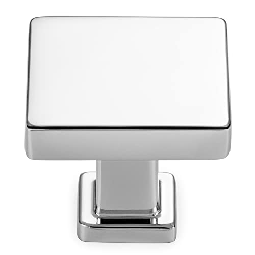 KOOFIZO 20 Pack Polished Chrome Cabinet Knobs, Square Single Hole Pulls K08 - color: Polished Chrome, size: Knob 1 - 20Pcs, style: Modern