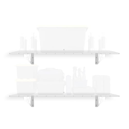 MonsterRax 24x48 White Garage Wall Shelf 2-Pack, 500lb, White - color: White, size: 24"x48"