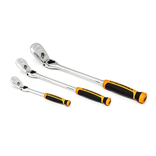 GEARWRENCH 3 Pc 1/4", 3/8" & 1/2" Dr 90T Locking Flex Ratchet Set | 81298T - style: 90 Tooth Dual Material Locking Flex Head