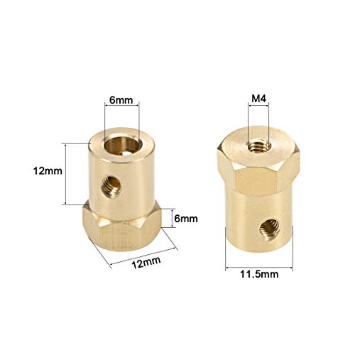uxcell Hex Coupler 6mm Bore Motor Hex Brass Shaft Coupling Connector for Car Wheels Tires Shaft Motor 2pcs - size: 6mm