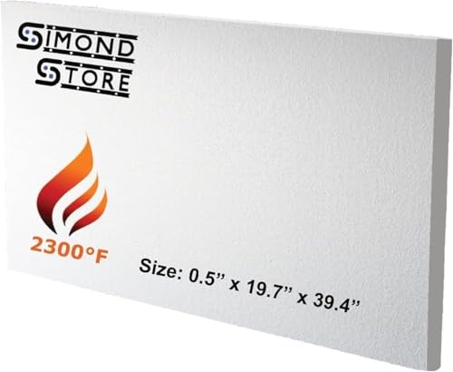 SIMOND STORE Ceramic Fiber Insulation Board - 2300F - 1/2" x 19.7" x 39.4" - size: 1/2" x 19.7" x 39.4" - 1 Pack