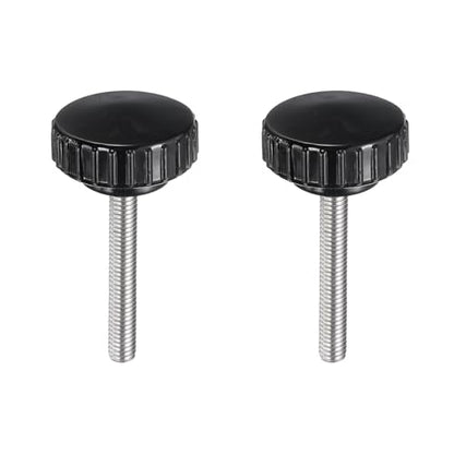 uxcell 2pcs Knurled Clamping Knobs M6 x 45mm Metric 304 Stainless Steel Male Thread Thumb Screw on Type 30mm Plastic Round Head Threaded Hand Bolt Stud Knobs Black - size: M6 x 45mm x 30mm