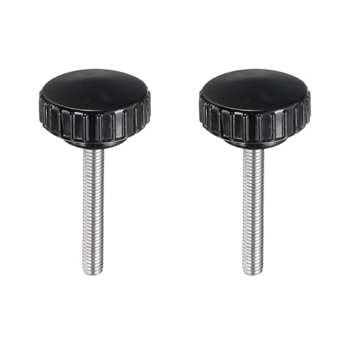 uxcell 2pcs Knurled Clamping Knobs M6 x 45mm Metric 304 Stainless Steel Male Thread Thumb Screw on Type 30mm Plastic Round Head Threaded Hand Bolt Stud Knobs Black - size: M6 x 45mm x 30mm