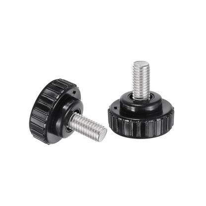 uxcell 2pcs Knurled Clamping Knobs M8 x 16mm Metric 304 Stainless Steel Male Thread Thumb Screw on Type 30mm Plastic Round Head Threaded Hand Bolt Stud Knobs Black - size: M8 x 16mm x 30mm