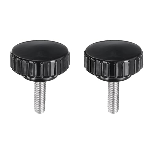 uxcell 2pcs Knurled Clamping Knobs M6 x 20mm Metric 304 Stainless Steel Male Thread Thumb Screw on Type 30mm Plastic Round Head Threaded Hand Bolt Stud Knobs Black - size: M6 x 20mm x 30mm