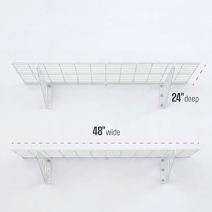 SafeRacks Steel Garage Wall Shelves 2-Pk w/Hooks, 500lb, White (24x48) - color: White, size: 24"x48" (2-Pack)