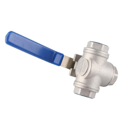 WALFRONT 3-Way Pipe Ball Valve 3/4"NPT Female Thread Valve 304 Stainless Steel Full Port with Handle for Water Oil Gas