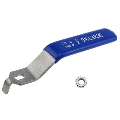 Stainless Steel Lever Handle with M10 Nut for DN20 Ball Valve, Quarter Turn Operation, Blue Plastic Grip & Chrome Plated Finish (DN20 3/4") - size: DN20 3/4"