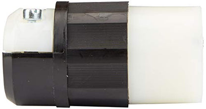 Leviton 5369-C 20A 125V Industrial Straight Blade Connector | Black/White - color: Black-White, style: Grounding