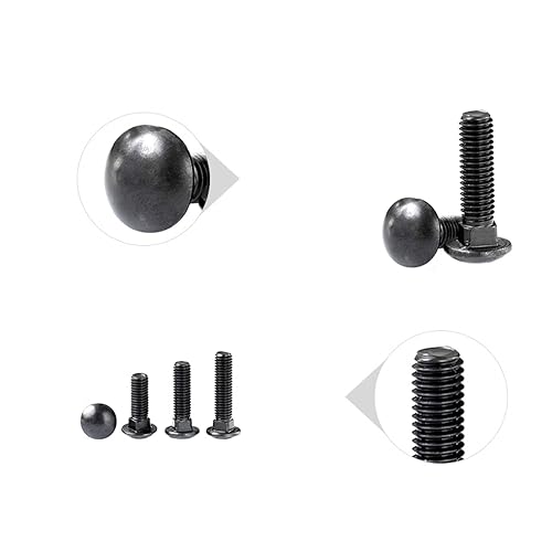 10 Sets Carriage Bolts Screws, (1/4-20 x 3) Round Head, Square Neck, with (Hex Nuts & Flat Washers), 304 Stainless Steel, Galvanizing (Black) - size: (1/4-20 x 3")