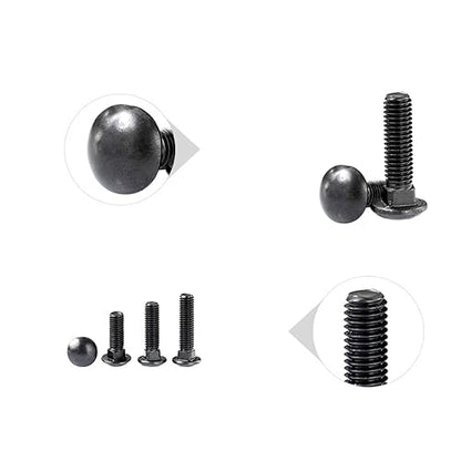 10 Sets Carriage Bolts Screws, (1/4-20 x 3) Round Head, Square Neck, with (Hex Nuts & Flat Washers), 304 Stainless Steel, Galvanizing (Black) - size: (1/4-20 x 3")