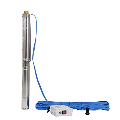 2.5" Deep Well Pump 0.75Hp Submersible Deep Well Pump 220V/60Hz Single Phase Electric Submersible Well Pump 197ft/13.2GPM Water Pump 1"bore Impeller Well Pump with Control Box for Industrial - size: 220V/60Hz 0.55KW 0.75HP 1"