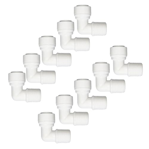 10 PCS 3/8" Male x 3/8" OD Push to Connect Tube Fitting - Quick Connect for Water Purifiers, Drinks Dispenser & Filtration Systems (Elbow Type) - style: 3/8" Male x 3/8" elbow connect(10)