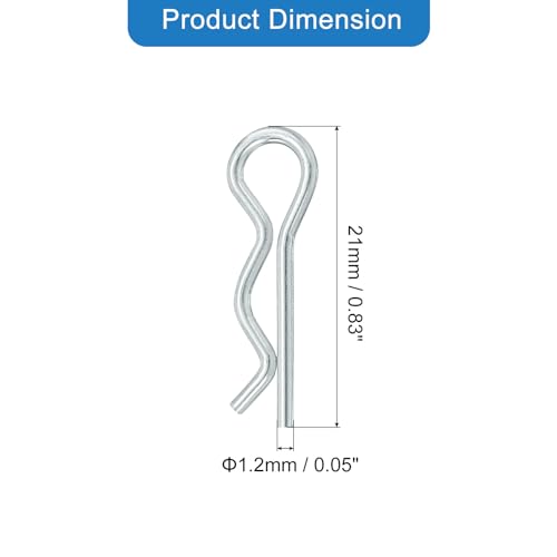 uxcell 1.2 mm x 21 mm Cotter Pins Spring Fastener, Hitch Pins Retaining Pin R Clip Hairpin Carbon Steel Silver Tone 20 Pcs - size: 1.2mm x 21mm