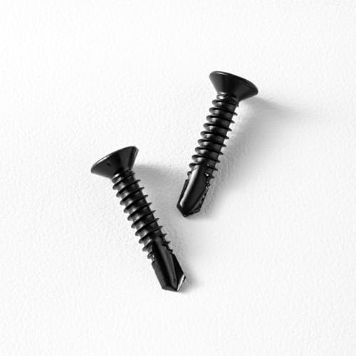 #10 x 1-1/4" (100 Pack) Flat Head Sheet Metal Screws Phillips Drive Fast Self-Tapping Screw Wood Screws, High-Strength 410 Stainless Steel, Black Oxide - size: #10 x 1-1/4''