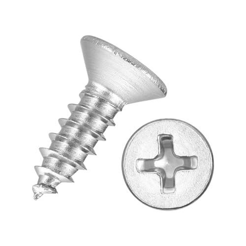 50pcs Phillips Wood Screws #8x1/2 304 Stainless Steel Silver - color: Silver, size: #8x1/2"