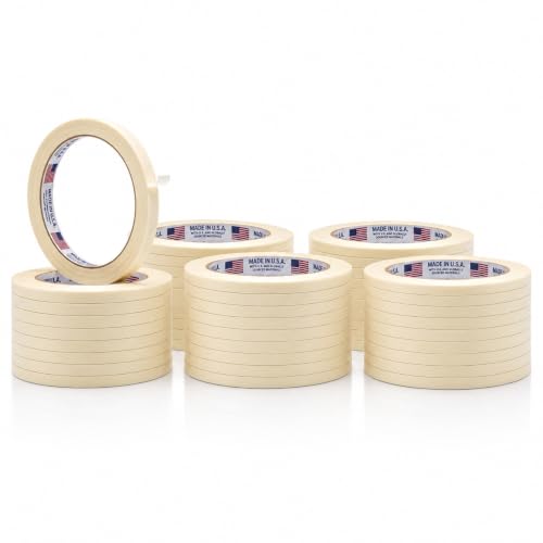 WOD Utility Grade General Purpose Masking Tape, 1/4 inch x 60 yds (Pack of 36) Great for Home or Office, Painting, or Labeling, Adhesive Leaves no Residue - size: 1/4 inch - Pack of 36