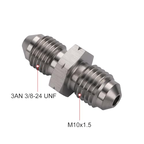 3AN Male to M10x1.5 Male Stainless Steel Brake Clutch Fuel Oil Fitting Adapter Coupler - size: 3AN to M10x1.5
