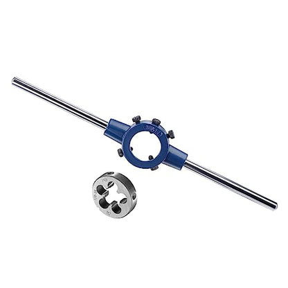 Die Stock Handle Set, 5/8-24 UNEF Thread Die & Fit 26mm-38mm OD / M12-M16 Die Wrench Tool Kit - (Applications: for Threading Repairing), 1-Set - size: 5/8-24 UNEF