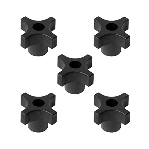 POWERTEC 5 Pack 5/16"-18 4 Point Knobs, Threaded Clamping Knobs for T Track & Table Saw Accessories, Featherboard, Woodworking Jigs on Miter Saw, Router Table, Drill Press (QNB3003) - style: 5/16", 4-Point