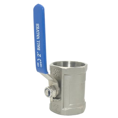 VARMHUS 2" Stainless Steel 304 Ball Valve 1Pc Type NPT Female Threaded with Heavy Duty Blue Vinyl Insulation Handle,CF8M Ristricted Flow,1000 WOG (2") - size: 1 Piece 2 inches
