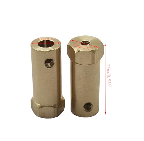 5Pcs 6mm Bore Brass Couplers, Hexagon Motor Shaft Coupling Flexible Connector with Screws and Wrench for Robotics and R/C Car Wheels Tires Shaft Motor - size: 6mm