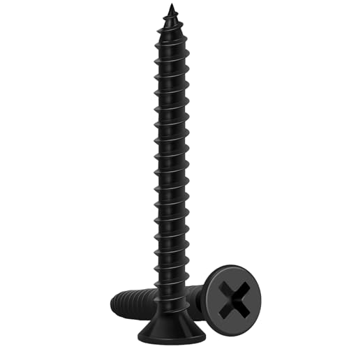 Wood Screws 1-1/2 Inch, 80PCS, FIXLINK #8 x 1-1/2“ Flat Head Black Screws - size: #8 x 1-1/2"