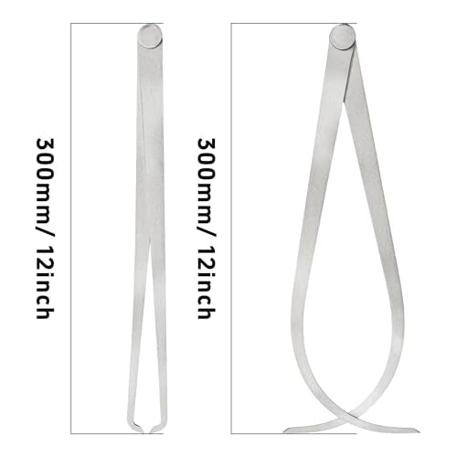 1 Pair 300mm/12 Inch Inside Outside Caliper Set, Stainless Steel Measuring Tool with Firm Friction Joint for Accurate Internal and External Measurements