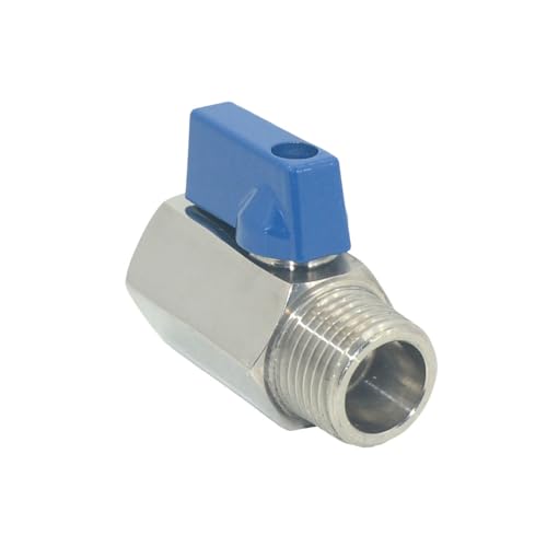 VARMHUS Pack of 2 304 Stainless Steel NPT Mini Ball Valve, Female x Male Thread Shut Off Valve for Water, Oil and Gas (1/2inch) - size: 1/2inch