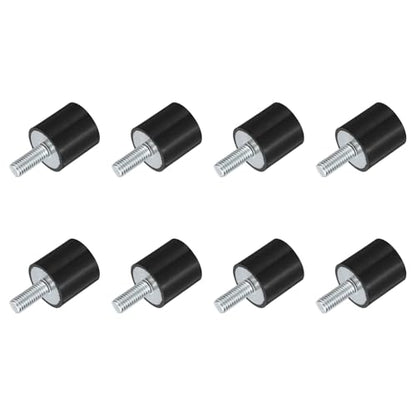 uxcell M8 Thread Rubber Mounts, Vibration Isolators, Cylindrical Shock Absorber with Studs 25 x 25mm 8pcs - size: M8x25x25mm