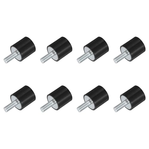 uxcell M8 Thread Rubber Mounts, Vibration Isolators, Cylindrical Shock Absorber with Studs 25 x 25mm 8pcs - size: M8x25x25mm