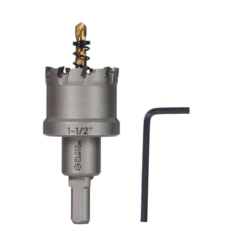 BLACK CANYON 1-1/2" Carbide Hole Saw, Doubling as Hole Saw & Drill bit with 3-Flat Shank and YG10X Carbide Cutter Head. Ideal for Stainless Steel, Aluminum, Carbon Steel - size: 1-1/2 inch