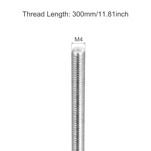 MECCANIXITY Fully Threaded Rod M4 x 300mm 0.7mm Thread Pitch 304 Stainless Steel Right Hand Threaded Rods Bar Studs 6 Pack - size: M4 x 300mm