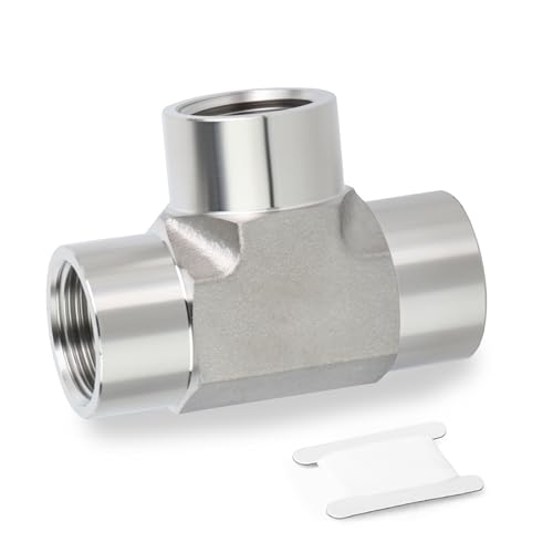 1PCS Forging of 304 Stainless Steel Tee Pipe Fittings, 1/4" NPT Female Pipe Fittings, Male Run Tee for Air/Fuel/Water/Gas/Oil - color: Tee（F/F/F）, size: 1/4"NPT