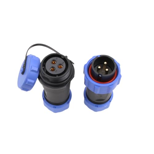 Weipu SP17 3 Pin Power Connector Aviation Circular Male Female Plug 10A, Dustproof Cap 14AWG Wire for Industrial Power Outdoor Application - size: 3 pin 10A