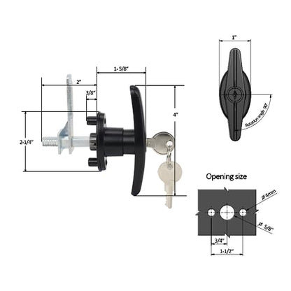 Keyed-Alike Locking T-Handle Kit for Truck Camper Shell/Cap & Topper - Black T-Handle Lock Set with Door Compatibility (Left) ﻿ - style: Matching Set(Left)