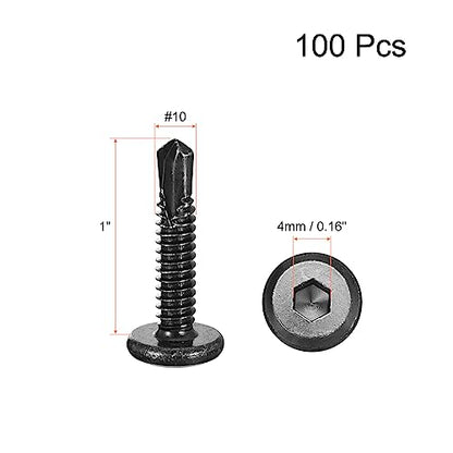 uxcell 100pcs Hex Socket Self Tapping Screws #10 x 1, 410 SS, Black - color: Black, size: #10 x 1"