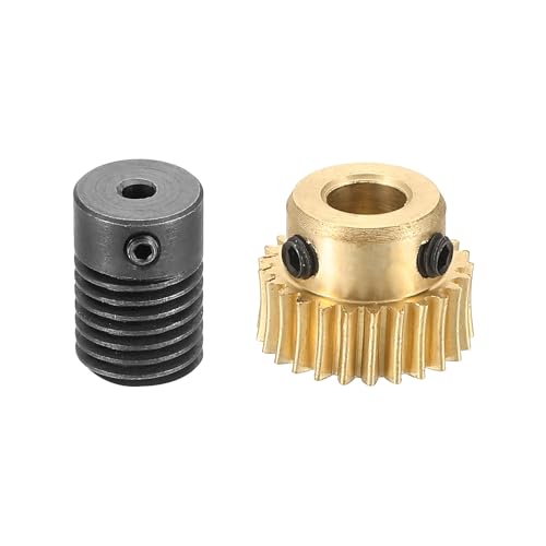 uxcell Worm Gear Set Right Rotation 25T 0.5 Module 1:25 Reduction Rate - size: Gear-5mm, Rod-3mm Bore, style: 0.5M-25T