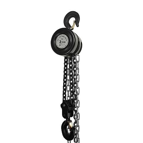 Hand Chain Hoist, 3 Ton 6614 Lbs Capacity 10 Feet Manual Chain Hoist with 2 Heavy Duty Hooks, Manual Lever Chain Hoist for Warehouse Building Automotive Machinery, Black - style: Black