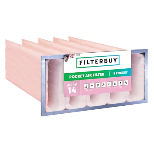 Filterbuy 12x24x30 5-Pocket Air Filter MERV 14 Particle Defense (1-Pack) - size: 12x24x30