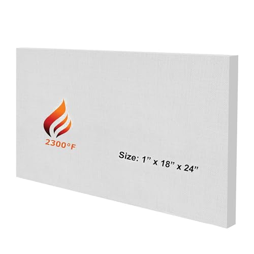 Ceramic Fiber Board, 1" Thick x 18" x 24", 2300F Rated Fireproof Board - size: 1" x 18" x 24" / 1 Piece