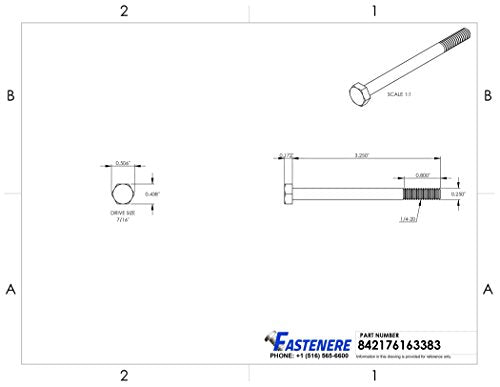 1/4-20 x 3-1/4" Hex Head Cap Screw Bolts, External Hex Drive, Stainless Steel 304, Partially Threaded, Stainless Steel, Quantity 10 - size: 1/4-20 x 3-1/4 Inch (10 Pack)