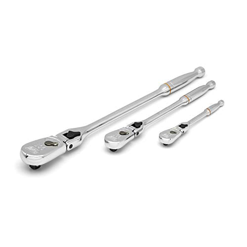 GEARWRENCH 3 Pc. 1/4", 3/8" & 1/2" Drive 90 Tooth Locking Flex Head Teardrop Ratchet Set - 81276T - style: 90 Tooth Locking Flex Head
