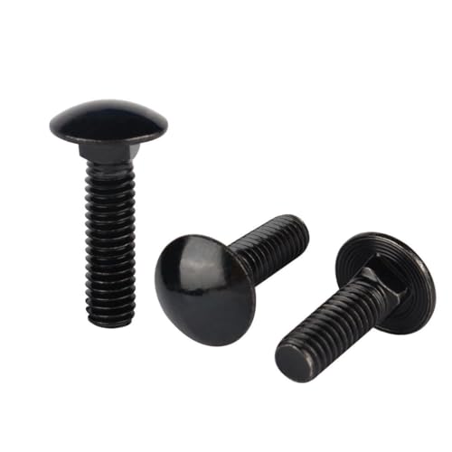 1/2-13 x 2 Carriage Bolts Screws Black Finish, Round Head Square Neck, 304 Stainless Steel 18-8, UNC Full Machine Coarse Thread, 5Pcs - size: 1/2-13 x 2" (5 Pcs)