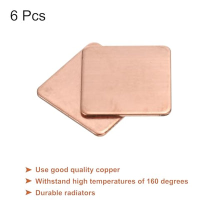 MECCANIXITY Heatsink Copper Pad Shim 20mm x 20mm x 1mm Thermal Conductive Heat Sink for Electronic Chip Cooling Pack of 6 - size: 20mm x 20mm x 1mm
