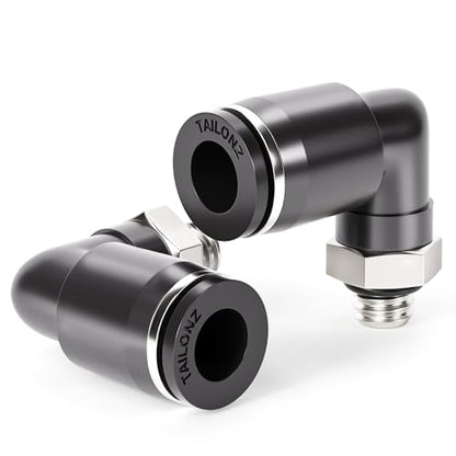 TAILONZ PNEUMATIC Male Elbow 1/4 Inch Tube OD x UNF 10-32 Thread 90 Push to Connect Fittings PL-1/4-U10 (Pack of 10) - size: 1/4" OD UNF 10-32