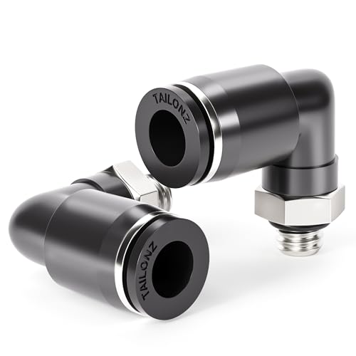 TAILONZ PNEUMATIC Male Elbow 4mm Tube OD x UNF 10-32 Thread 90 Push to Connect Fittings PL4-U10 (Pack of 10) - size: 4mm OD UNF 10-32