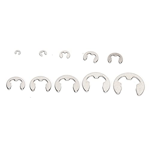 120PCS E Clip Washer, 1.5mm‑10mm Stainless Steel External Retaining Ring, E Clips Assortment Kit | Circlip Assortment Kit for Indoor Outdoor