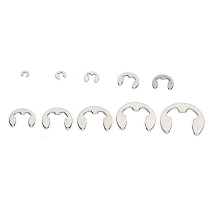 120PCS E Clip Washer, 1.5mm‑10mm Stainless Steel External Retaining Ring, E Clips Assortment Kit | Circlip Assortment Kit for Indoor Outdoor