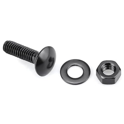 Glvaner (10 Sets) 1/4-20 x 1-1/2" Stainless Steel Carriage Bolts Screws Black and Hex Nuts & Flat Washers Black, Round Head Square Neck, 304 Stainless Steel 18-8, Full Thread Coverage - size: 1/4-20 x 1-1/2"